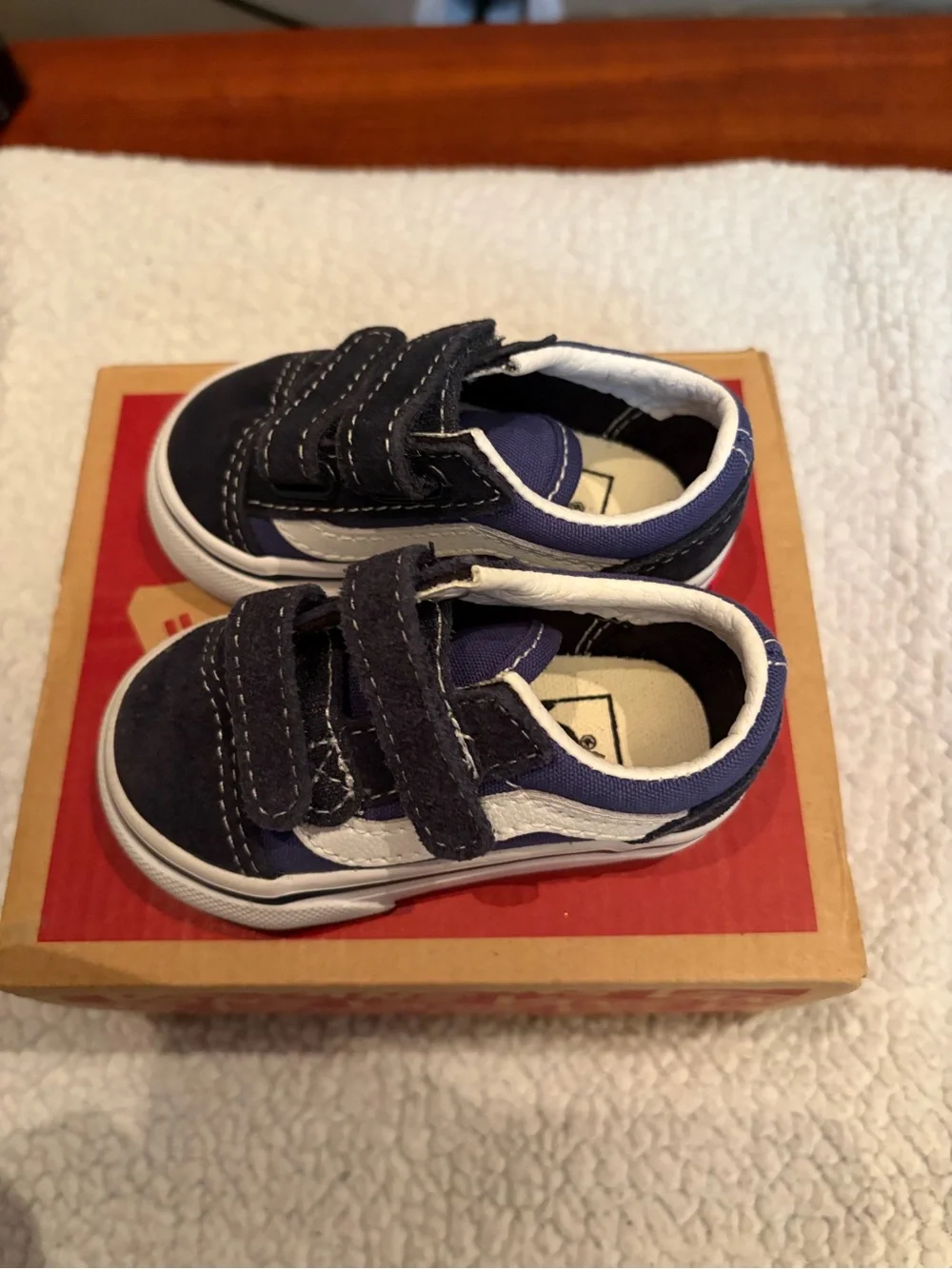 Vans Navy Blue and White Baby Walker Sneakers